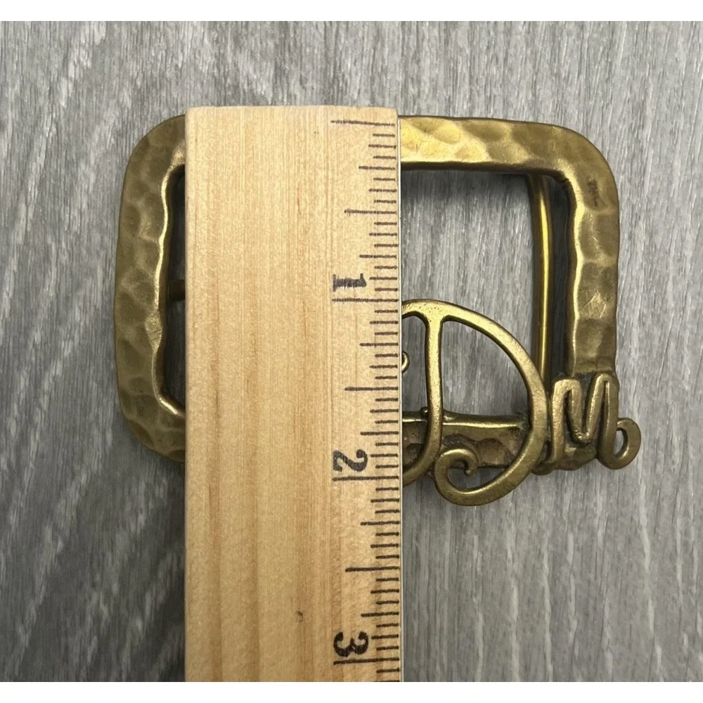 Vintage Dick Peck Belt Buckle Mens Brass Hammered Monogram JDM Signed 1976 1970s